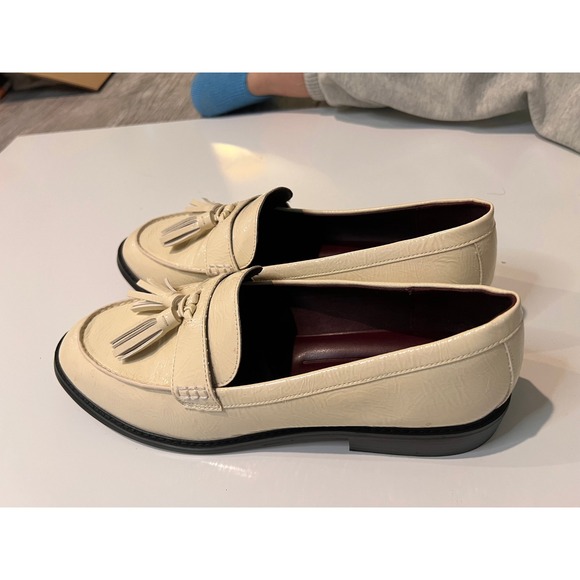 Franco Sarto Cream Tassel Loafers, Slip On Dress Shoes, Classic Women's Footwear - Picture 9 of 15